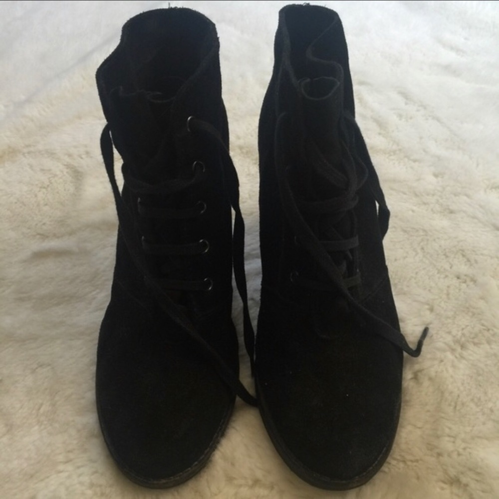 Black wedge booties